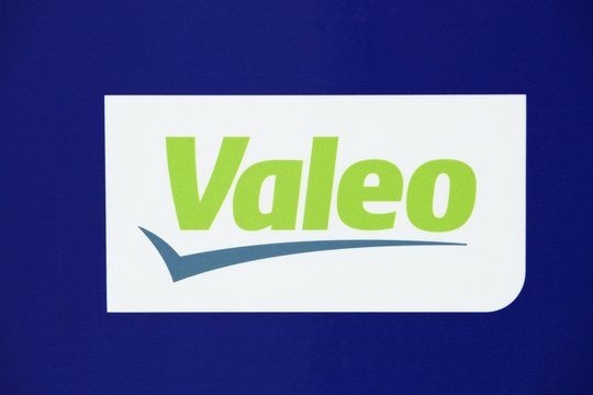 Grenoble, France - June 25, 2017: Valeo logo on a wall. Valeo is a multinational automotive supplier based in France, providing a wide range of products to auto manufacturers and after-markets