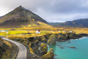 Beautiful  fishing village of Arnarstapi Stapi in Snaefellsnes Peninsula - Iceland