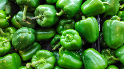 Fototapeta na wymiar Fresh green paprika peppers farm harvest for sale
