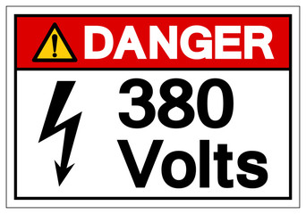 Danger 380 Volts Symbol Sign, Vector Illustration, Isolate On White Background Label .EPS10 - obrazy, fototapety, plakaty