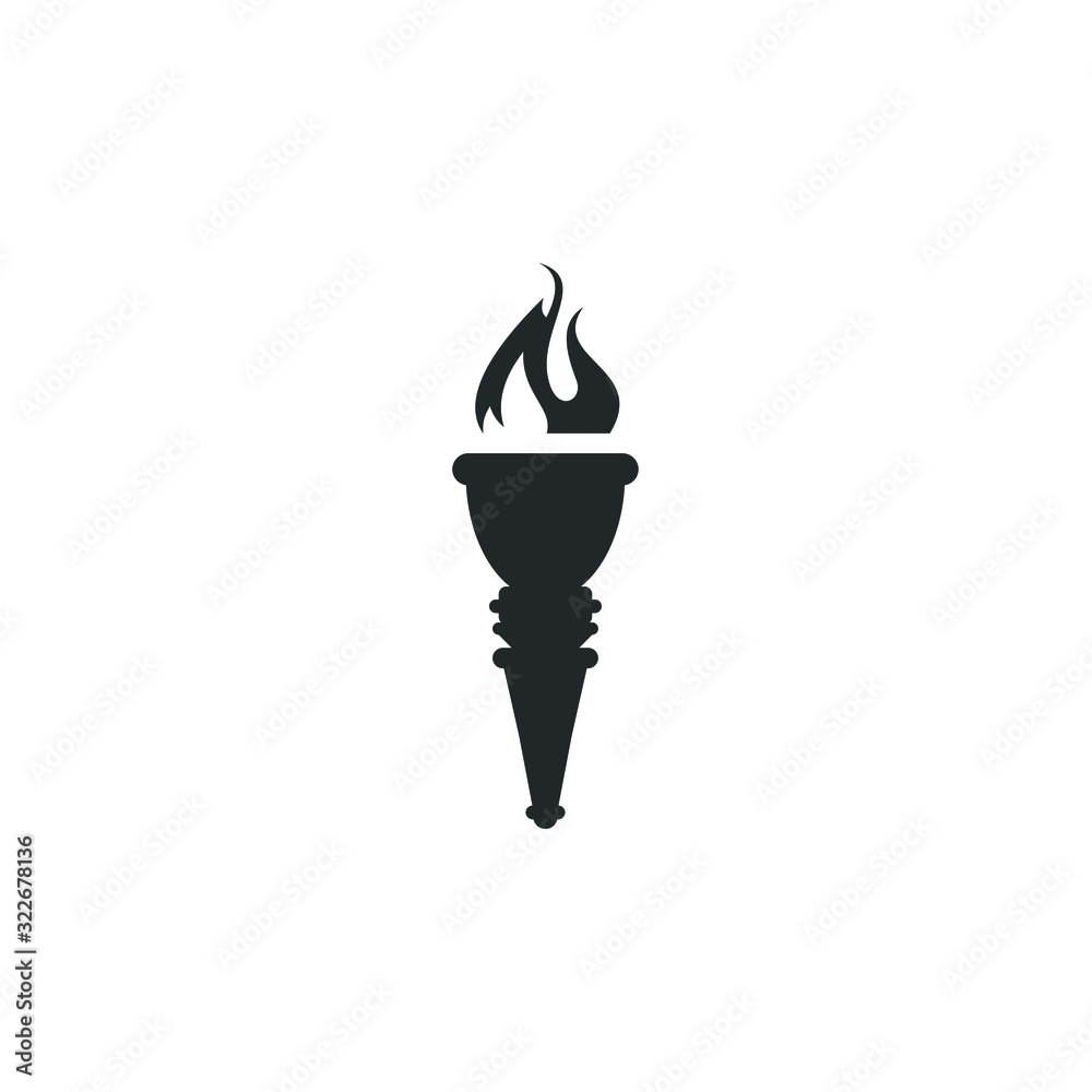 Poster torch flame icon template color editable. fire torch victory championship symbol vector sign isolate
