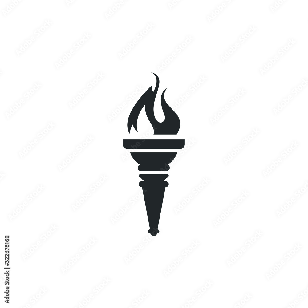 Aufkleber torch flame icon template color editable. fire torch victory championship symbol vector sign isolate