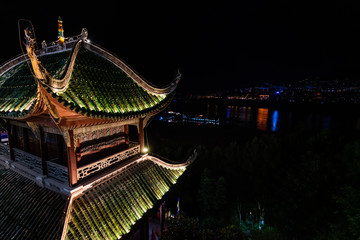 Zhang Fei Temple at night