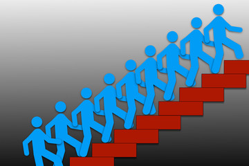 階段を登る人々