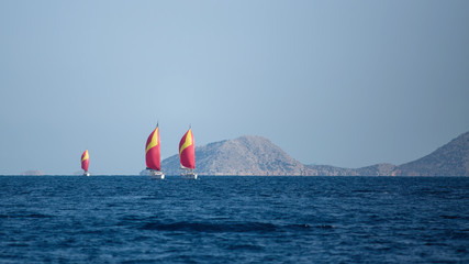 Sailing yacht Regatta at the Aegean Sea, Greece.