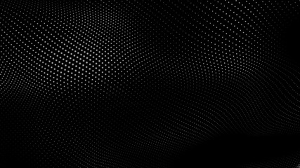 Dot white black wave technology texture background. Abstract big data digital concept. 3d rendering.