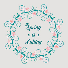 Decoration of spring calling invitation card, with cute leaf and floral frame. Vector