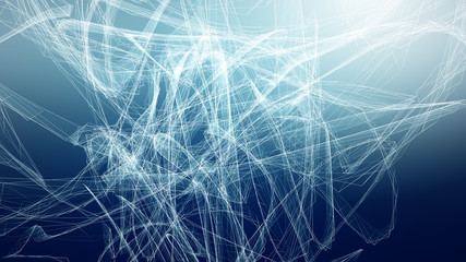 High tech blue wave dark background. Abstract technology big data digital background. 3d rendering.