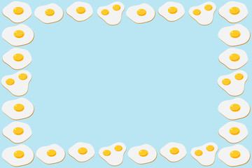 目玉焼きフレーム　長方形　水色