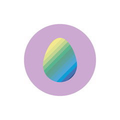 easter egg painted with stripes block style