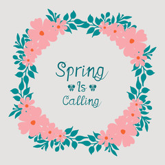 the beauty of leaf and flower frame, for spring calling greeting card template design. Vector