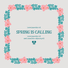 the beauty of leaf and flower frame, for spring calling greeting card template design. Vector