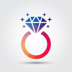 Diamond engagement ring icon. Vector illustration eps 10