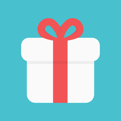 Gift box icon on blue backgroun