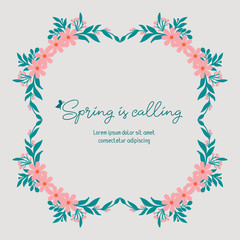Invitation card for spring, with elegant leaf and floral frame design. Vector