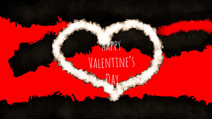 Happy valentine’s day, heard on red background