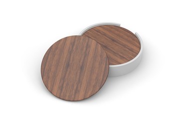 Blank promotional coaster with holder for branding, 3d render illustration.