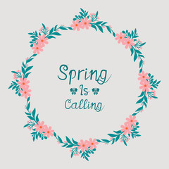 Romantic spring poster design, with beautiful leaf and wreath frame. Vector