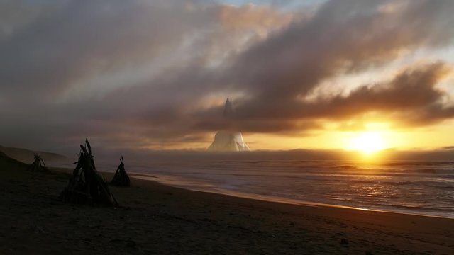 Coastal Alien Pyramid at Sunset