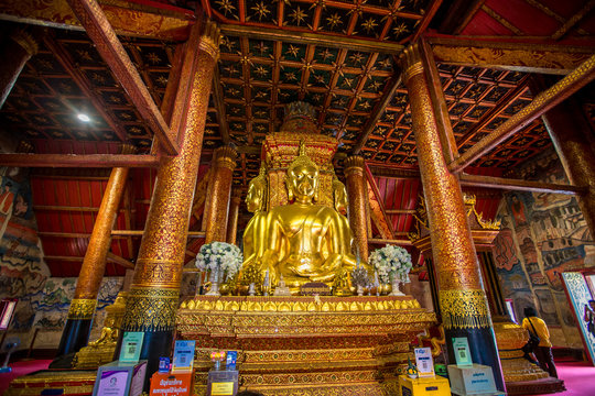 Wat Phumin-Nan:10 August In 2019, the atmosphere inside the church of the temple,tourists come to see the beauty and make merit while traveling in the Mueang district. Nai Wiang,Nan Thailand
