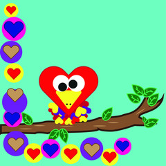 PAJARO HECHO CON CORAZONES