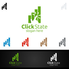 Fototapeta premium Click Marketing Financial Advisor Logo Design Template
