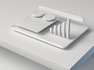 white 3d rendering abstract graph business