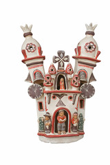 Clay church in Peruvian handicraft style.