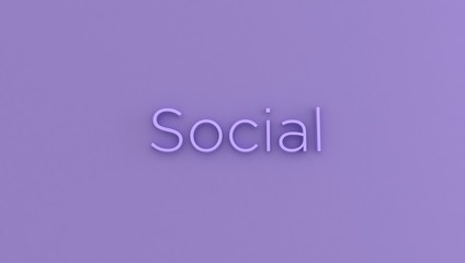 social. colorful 3d rendering type. trend words for the presentation. 3d letters background. render of keyword