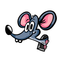 Cute funny cartoon mouse with big ears and buck teeth sticking his head out of his mouseholeCute funny cartoon mouse with big ears and buck teeth sticking his head out of his mousehole