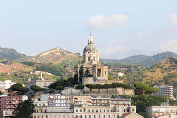 Fototapeta na wymiar The Sacrario di Cristo perched on a hill in Messina, Sicily, Italy