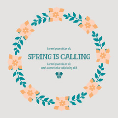 spring greeting card design, with leaf and floral vintage frame. Vector