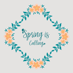 spring celebration invitation card concept, with elegant ornate leaf and wreath frame. Vector