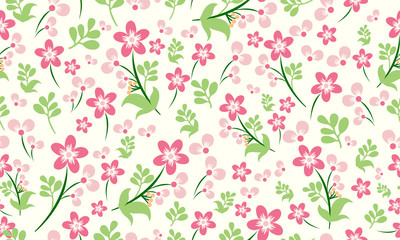 Spring floral pattern background, with unique leaf and floral design.