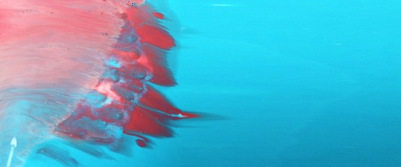 Coral blue abstract background. Acrylic paint mixes freely and creates an interesting structure....