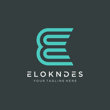 E letter logo design with line concept. Vector design template elements for your application or corporate identity. number 3 logo design. - vector