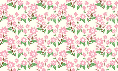 Obraz premium Beautiful spring flower pattern background, with leaf and floral romantic design.