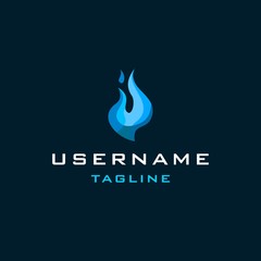 blue flame logo design template . blue fire logo design template . fire outline logo design . little flame icon