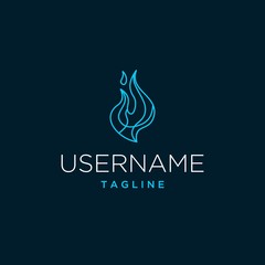 blue flame logo design template . blue fire logo design template . fire outline logo design . little flame icon