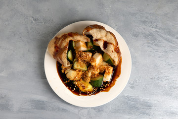 Rojak Buah  traditional Asian fruits mixed with peanut, chilly and sauce