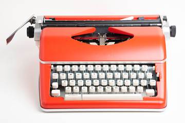 Portable Manual Typewriter In Red Orange