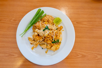 Pathai or Padthai Most popular Fried Noodle yummy Thai Street Food.