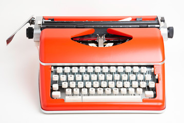 Portable Manual Typewriter In Red Orange - Powered by Adobe