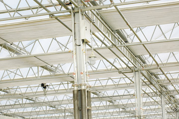 Close-up of steel structure greenhouse structure