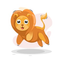 CUTE JUMPING LION CARTOON VECTOR
