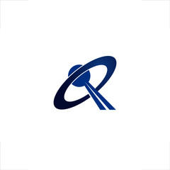  Q letter logo planet design