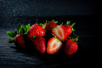strawberries on a wooden background
