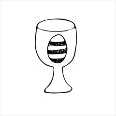 Egg cup hand drawn vector illustration. Happy Easter.