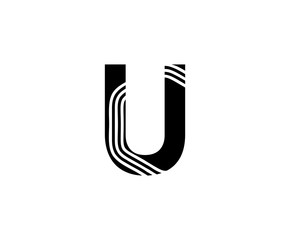 Abstract Line U Letter Icon Design