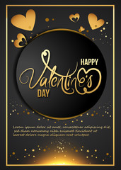 Fototapeta na wymiar Valentines day background with heart pattern and typography of happy valentines day text . Vector illustration. Cute love sale banner or greeting card